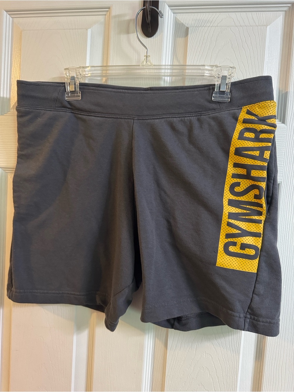 Gymshark Women’s Charcoal Athletic Shorts with Yellow Logo